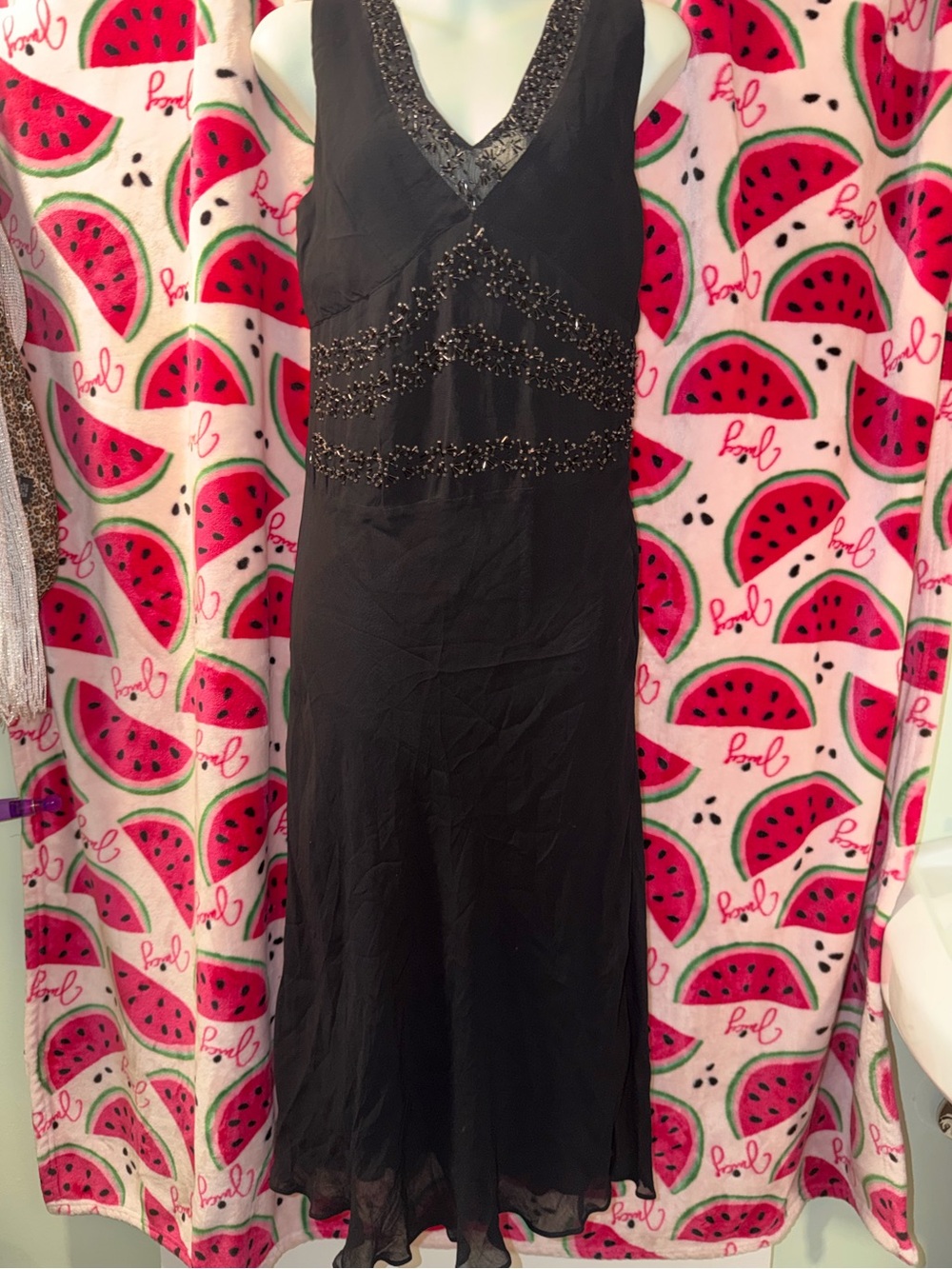 🖤 Vintage dressbarn Beaded V-Neck Maxi Dress